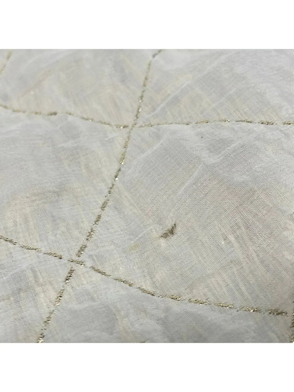 Chanel Scarf Ivory Gold Fur CC Logo Quilted Wool Cashmere Angora